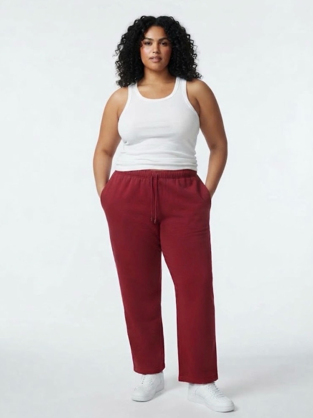 SKIMS Cotton Fleece Classic Straight Leg Sweatpants Burgundy Red 3X